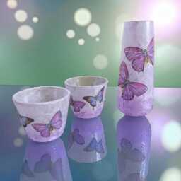 Purple Butterflies, Glass Tealight Holder, Bud Vase, Home Decor, Remembrance , Gift Ideas - thumbnail 2