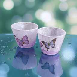 Purple Butterflies, Glass Tealight Holder, Bud Vase, Home Decor, Remembrance , Gift Ideas - thumbnail 3