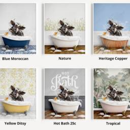 Cow Shaking Head in A Bath Print, Friesian Bathing, Funny Bathroom Animal Bathtub, Dairy Tub Whimsy - thumbnail 3