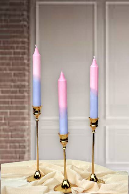 Dip Dyed Dinner Candles, Dipped Candles, Wedding Candles, Pastel Color Candles, Decorative Candles, Taper Candles, Pink Purple Candles - image 1