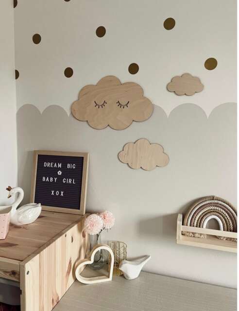 Children's Room Decoration - Wall Art Wooden Clouds Nursery Decor Boho- Scandi Playroom Accessories