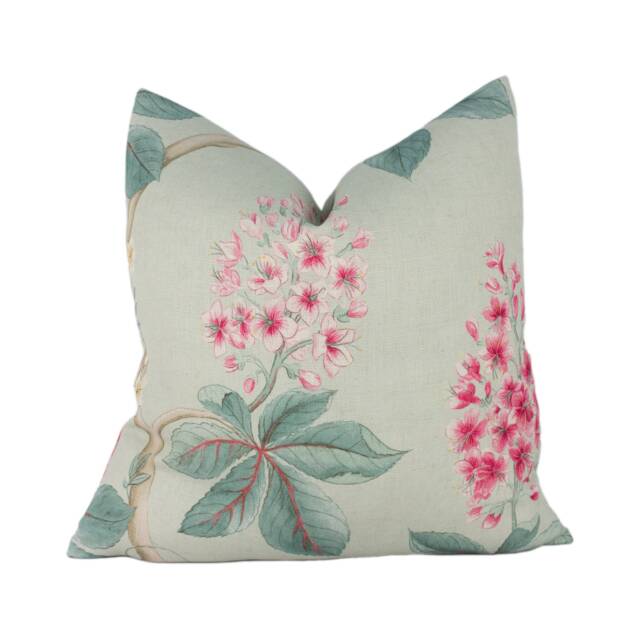 Sanderson - Chestnut Tree Seaspray/Peony Traditional Trailing Blossom Designer Cushion Cover Luxury Throw Pillow Handmade - image 1