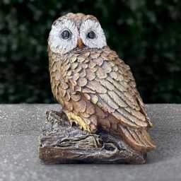 Owl On Branch Statue Stone Owl Figurine Woodland Bird Sculpture Garden Decoration Wise Ornament Outdoor Tree Decor - thumbnail 1