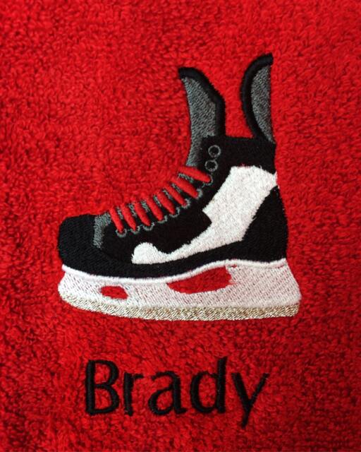 Custom Personalized Embroidered Ice Skate Towel - Hockey Skates - image 1