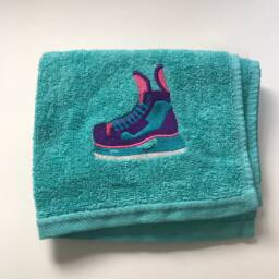 Custom Personalized Embroidered Ice Skate Towel - Hockey Skates - thumbnail 3