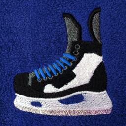 Custom Personalized Embroidered Ice Skate Towel - Hockey Skates - thumbnail 2