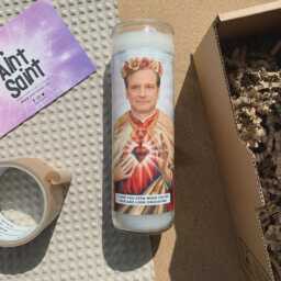 Saint Colin Firth Prayer Candle Scented Vegan Soy Wax, Handmade - thumbnail 2