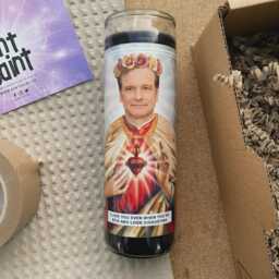 Saint Colin Firth Prayer Candle Scented Vegan Soy Wax, Handmade - thumbnail 3