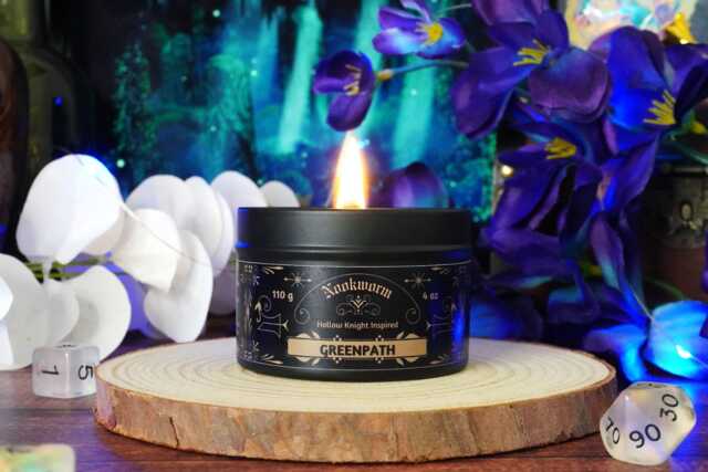 Greenpath Candle - Hollow Knight Inspired Mandarin, Pine, Honeysuckle, Florals, Cedarwood, Patchouli, Vanilla Vegan, Hand-Poured, 4Oz - image 1