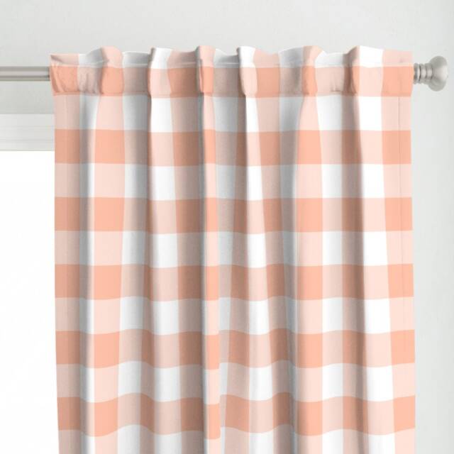 Pastel Plaid Curtain Panel - Pink Large Check Buffalo Easter Spring Custom Peachy By Theartwerks - image 1