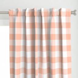 Pastel Plaid Curtain Panel - Pink Large Check Buffalo Easter Spring Custom Peachy By Theartwerks - thumbnail 1