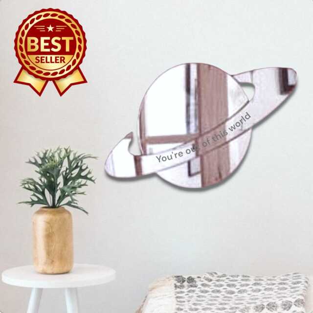 Saturn Acrylic Mirror Wall Art Personalized Engraving Available - image 1