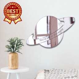 Saturn Acrylic Mirror Wall Art Personalized Engraving Available