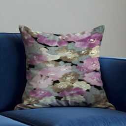 Dreamy Watercolor Floral Cushion Cover, Soft Classic Bloom Printed Pillow Case in Purple & Grey, Romantic Throw Cover - thumbnail 3