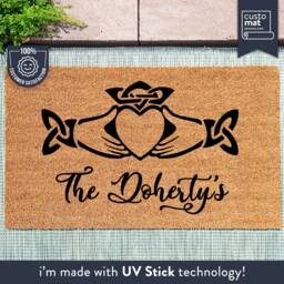 Personalized Home Door Mat, Customised Family Name Irish Claddagh Doormat - Outdoor Rug New Gift Realtor Housewarming - thumbnail 1
