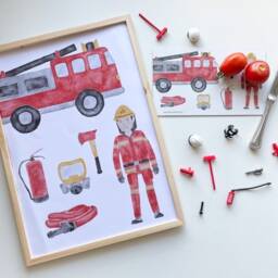 Poster Fire Brigade A3 - Print Children's Poster Art Printing Room Child Young Illustration Vehicles Excavator -- Heart & Paper - thumbnail 3