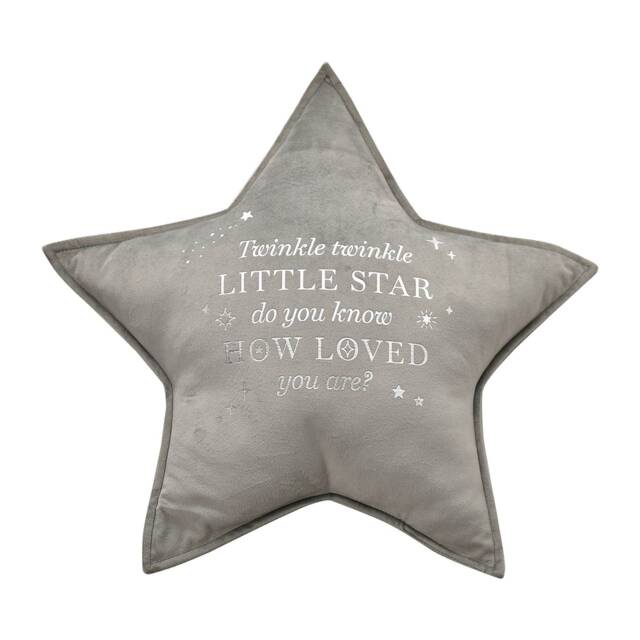 Cushion Newborn Baby Boy Gift Girl Nursery Pillow Present Godson Unisex Silver Twinkle Little Star 45cm - image 1