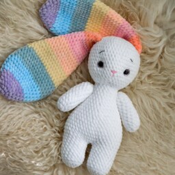 Crochet Bunny Pastel Rainbow Personalized With Long Ears Colorful Plush Toy - thumbnail 2