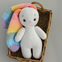 Crochet Bunny Pastel Rainbow Personalized With Long Ears Colorful Plush Toy - thumbnail 3