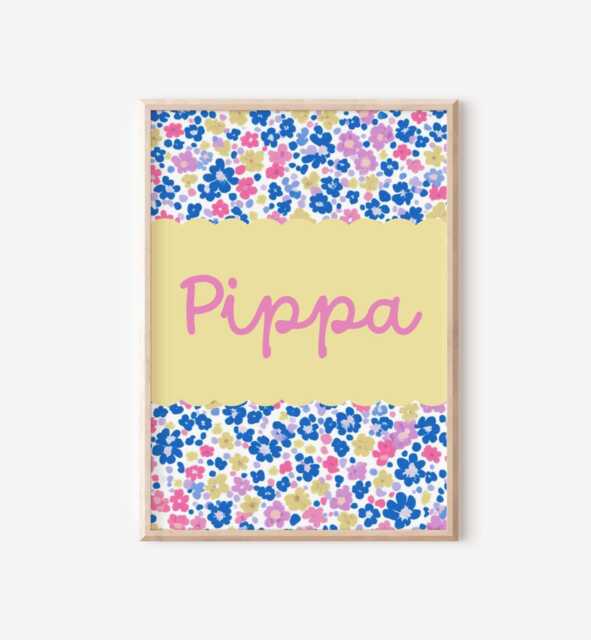 Girls Floral Personalised Name Wall Print For Bedroom, Playroom Or Nursery - image 1