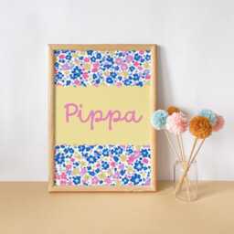 Girls Floral Personalised Name Wall Print For Bedroom, Playroom Or Nursery - thumbnail 3