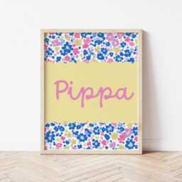 Girls Floral Personalised Name Wall Print For Bedroom, Playroom Or Nursery - thumbnail 2