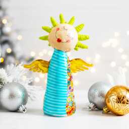 Handmade Angel Figurine - Polymer Clay Metal Wings Desk Decor