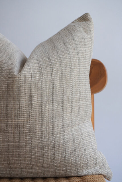 Grey Striped Pillow Cover Handwoven Hmong Textile, 20x20 - image 1
