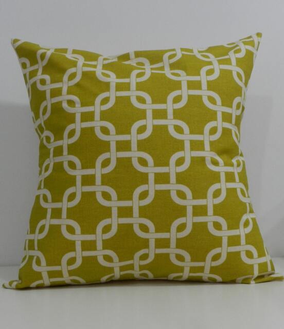New 18x18 Inch Designer Handmade Pillow Cases. Chartreuse & Natural Pattern
