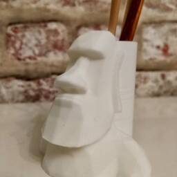 3D Printed Moai Desk Tidy Pen, Brush & Air Plant Holder - thumbnail 2