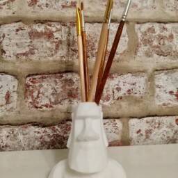 3D Printed Moai Desk Tidy Pen, Brush & Air Plant Holder - thumbnail 3