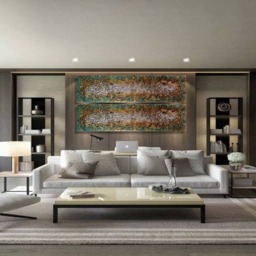 Original 2 Pieces - Set Of 2 Abstract Oil Painting. Abstract Heavy Textures Colored Painting On Canvas. Extra Large House Wall Art - thumbnail 3