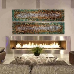Original 2 Pieces - Set Of 2 Abstract Oil Painting. Abstract Heavy Textures Colored Painting On Canvas. Extra Large House Wall Art - thumbnail 2