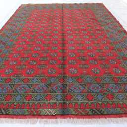 6'8x9'8 Ft New Red Akhcha Handmade Rug, Afghan High Pile Turkmen Bokhara Area Rug, Livingroom Tribal Bedroom Office Carpet - thumbnail 2