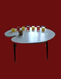 Artist Palette Table With 4 Paintbrush Dansette Legs - Upcycled - thumbnail 1