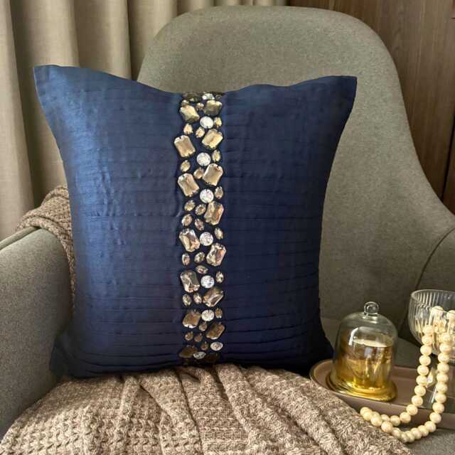 "Designer Navy Blue Throw Cushion 16""x16" - image 1