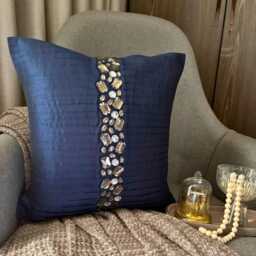"Designer Navy Blue Throw Cushion 16""x16" - thumbnail 3