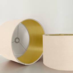 Cream Velvet Drum Lampshade/ Ceiling Shade With A Metallic Gold Lining, Bright Brushed Lining - thumbnail 3
