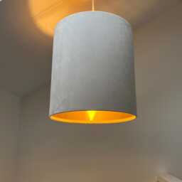 Cream Velvet Drum Lampshade/ Ceiling Shade With A Metallic Gold Lining, Bright Brushed Lining - thumbnail 2