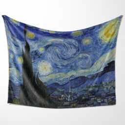 Van Gogh Starry Night Blanket -Famous Painting Throw - Cozy Soft Fleece Bed Cover Iconic Sky Print Classic Fine Art Home Decor Gift - thumbnail 1
