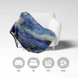 Van Gogh Starry Night Blanket -Famous Painting Throw - Cozy Soft Fleece Bed Cover Iconic Sky Print Classic Fine Art Home Decor Gift - thumbnail 3