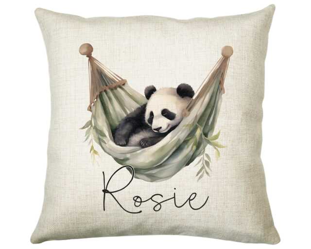 Personalised Panda Gift Cushion Printed Name Design - Throw Pillow For Him Her Bear Lover Idea Animal Smc029 - image 1