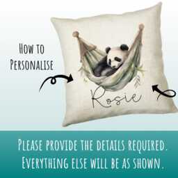 Personalised Panda Gift Cushion Printed Name Design - Throw Pillow For Him Her Bear Lover Idea Animal Smc029 - thumbnail 3