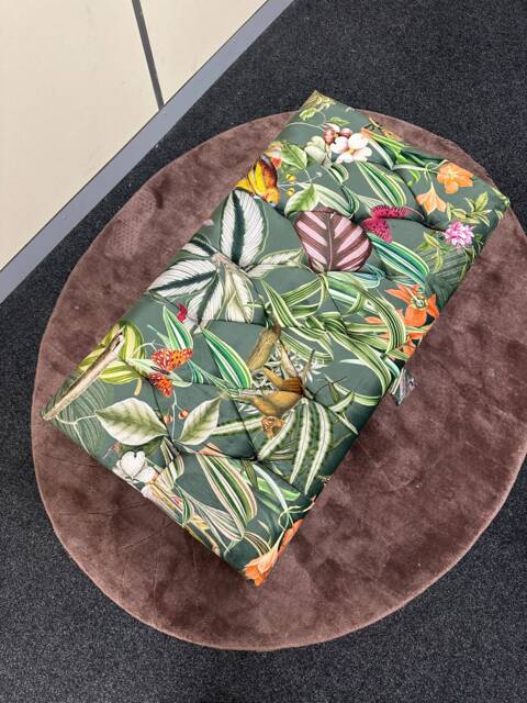 Floral Pattern Ottoman Footstool Upholstered With Velvet Fabric- Large Living Room Bedroom Storage - image 1
