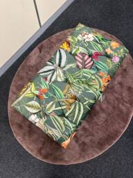Floral Pattern Ottoman Footstool Upholstered With Velvet Fabric- Large Living Room Bedroom Storage - thumbnail 1