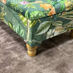 Floral Pattern Ottoman Footstool Upholstered With Velvet Fabric- Large Living Room Bedroom Storage - thumbnail 3