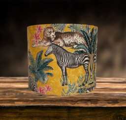 Safari Animal Lampshade For Ceiling & Table Lamps, Mustard Jungle Drum Light Shade - thumbnail 1