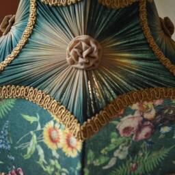 Hand-stitched Silk Lampshade Victorian Green Secret Garden Print With Fringe - thumbnail 3