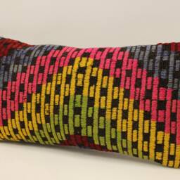 Vintage Turkish Kilim Pillow Cover, Wool Lumbar Cushion - 10x20 - thumbnail 3