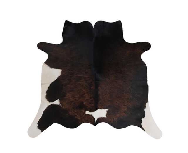 Small Dark Brown & White Cowhide Rug Natural Brazilian Leather Area Rug - image 1